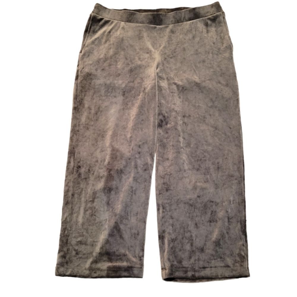 J. Jill Pure Pull On Pants Velvet Velour Gray Polyester Spandex Women's XL